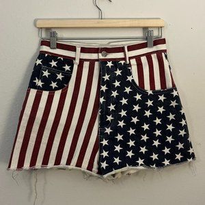 American Flag Denim Shorts